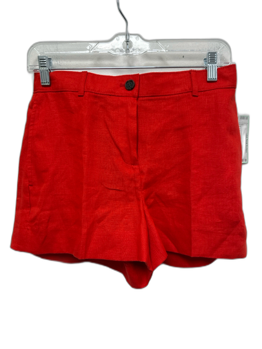 J. Crew Size XS Red Linen High Rise Button Pockets Mini Shorts Red / XS