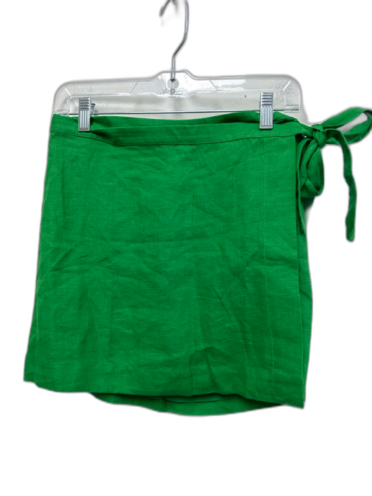 J. Crew Size 4 Green Linen Wrap Tie Mini Skirt Green / 4