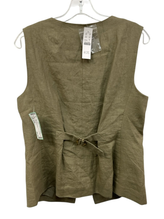 J. Crew Size S / 6 Taupe Green Linen Vest Side Slits Midi Skirt Set Taupe Green / S / 6