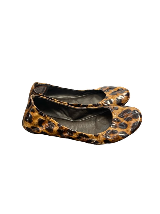 Tory Burch Shoe Size Est 7.5 Brown Leather Cheetah Print Slip On Ballet Flats Brown / Est 7.5