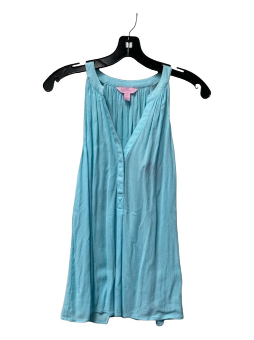 Lilly Pulitzer Size S Teal Rayon Sleeveless Button Front V Neck Flowy Top Teal / S