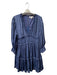 She + Sky Size Medium Blue Polyester V Neck Ruffle Accents Back Zip Dress Blue / Medium