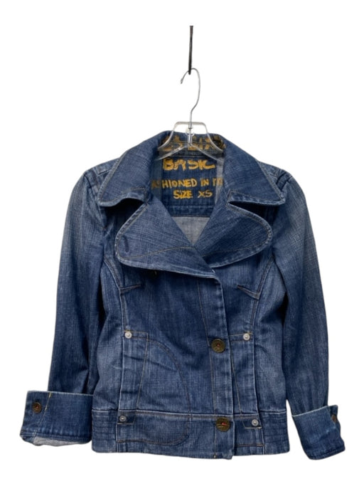 Miss Sixty Size XS Med Dark Wash Cotton Denim Button Snaps Jacket Med Dark Wash / XS