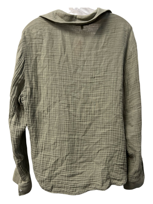 Sundry Size 2 Olive Green Cotton Long Sleeve Deep V Button Down Gauze Top Olive Green / 2