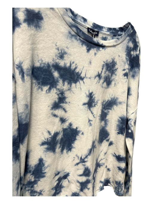 Splendid Size M Blue & White Polyester Blend Raw Hem Long Sleeve Tie Dye Top Blue & White / M