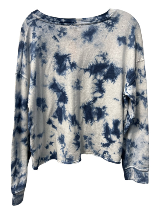 Splendid Size M Blue & White Polyester Blend Raw Hem Long Sleeve Tie Dye Top Blue & White / M