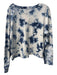 Splendid Size M Blue & White Polyester Blend Raw Hem Long Sleeve Tie Dye Top Blue & White / M