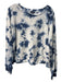 Splendid Size M Blue & White Polyester Blend Raw Hem Long Sleeve Tie Dye Top Blue & White / M
