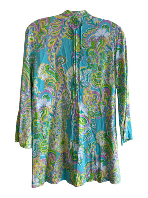 Lilly Pulitzer Size Small Green, Yellow & Pink Rayon round split neck Dress Green, Yellow & Pink / Small