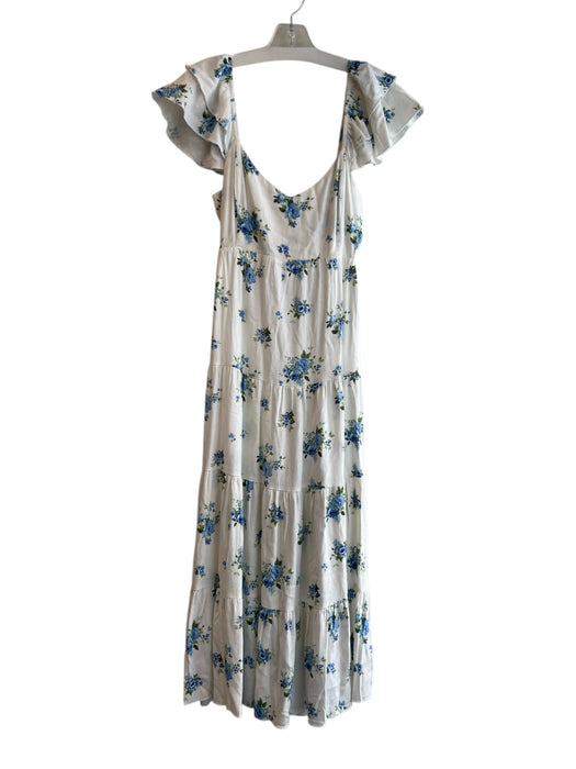 Altar'd State Size Medium White, Blue & Green Rayon & Linen Floral Tiered Dress White, Blue & Green / Medium