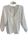 Nation Size M White Cotton Long Sleeve solid color V Neck Balloon Sleeve Top White / M