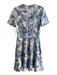 Lover Size Est S White & Blue Polyester Short Sleeve Floral Print Zip Back Dress White & Blue / Est S
