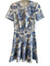 Lover Size Est S White & Blue Polyester Short Sleeve Floral Print Zip Back Dress White & Blue / Est S