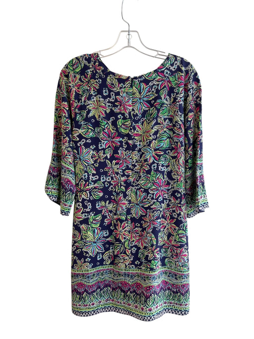 Lily Pulitzer Size 4 Green & Blue Silk Long Sleeve Slots Back Zip Dress Green & Blue / 4