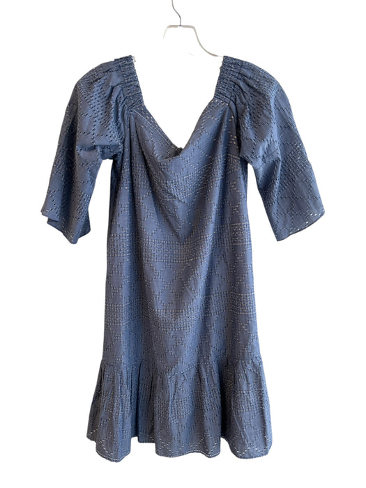Waverly Grey Size S Gray Blue Cotton Long Sleeve Cut Outs Off Shoulder Dress Gray Blue / S