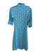 Lissa Mar Size 6 Blue Nylon V Neck 1/2 Sleeve Swan Pattern Below knee Dress Blue / 6
