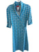 Lissa Mar Size 6 Blue Nylon V Neck 1/2 Sleeve Swan Pattern Below knee Dress Blue / 6