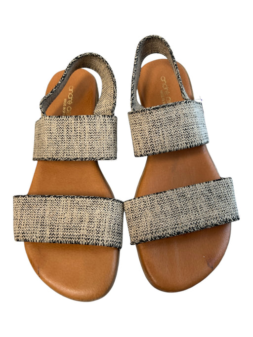 Andre Assous Shoe Size 8 Gray & Brown Leather & Manmade Open Toe & Heel Shoes Gray & Brown / 8