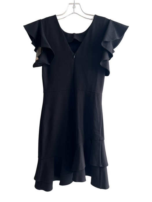 Amanda Uprichard Size Small Black Rayon Blend Sleeveless Ruffles Back Zip Dress Black / Small