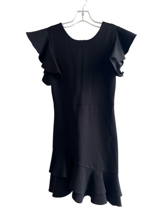 Amanda Uprichard Size Small Black Rayon Blend Sleeveless Ruffles Back Zip Dress Black / Small
