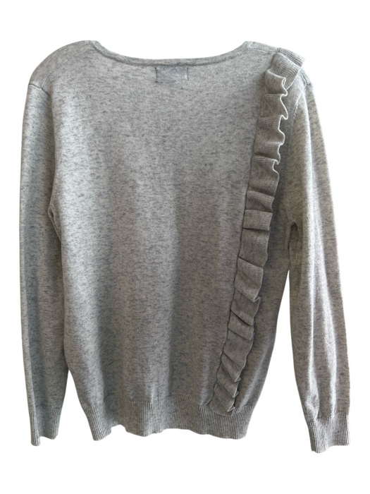 MAAC London Size Small Gray Polyester Blend V Neck Ruffle Detail Long Sleeve Top Gray / Small