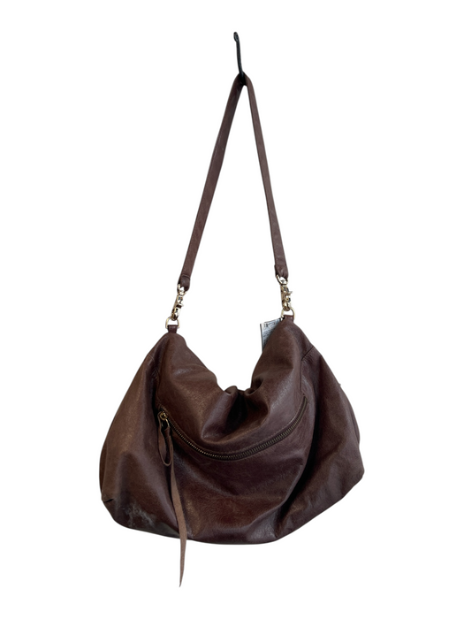 Foley & Corinna Brown Leather goldtone hardware Envelope Flap Hobo Bag Brown / Medium