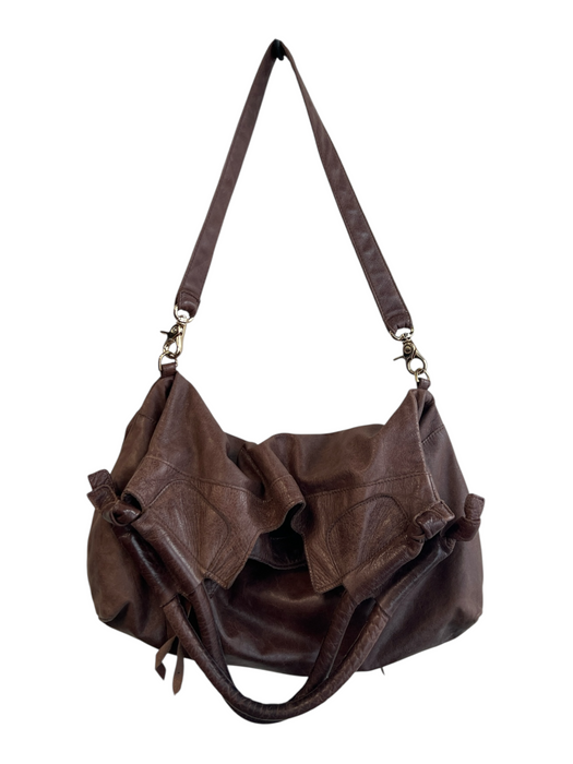 Foley & Corinna Brown Leather goldtone hardware Envelope Flap Hobo Bag Brown / Medium