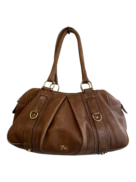 Burberry Brown Leather goldtone hardware Zip Close Novacheck Lining Bag Brown / Medium