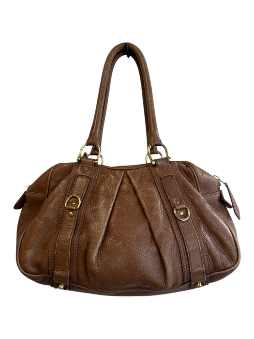 Burberry Brown Leather goldtone hardware Zip Close Novacheck Lining Bag Brown / Medium