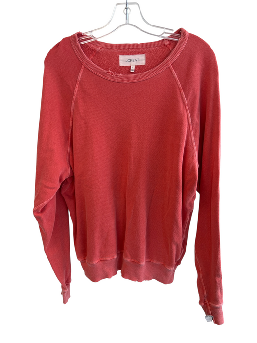 The Great Size 0 coral Cotton Long Sleeve Round Neck distressed Sweatshirt coral / 0