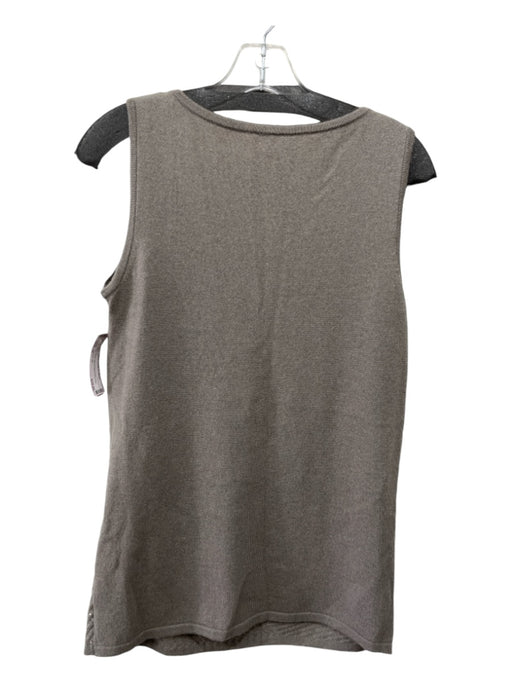 Lafayette 148 Size M Gray Cashmere Round Neck Sleeveless Sequin Detail Sweater Gray / M