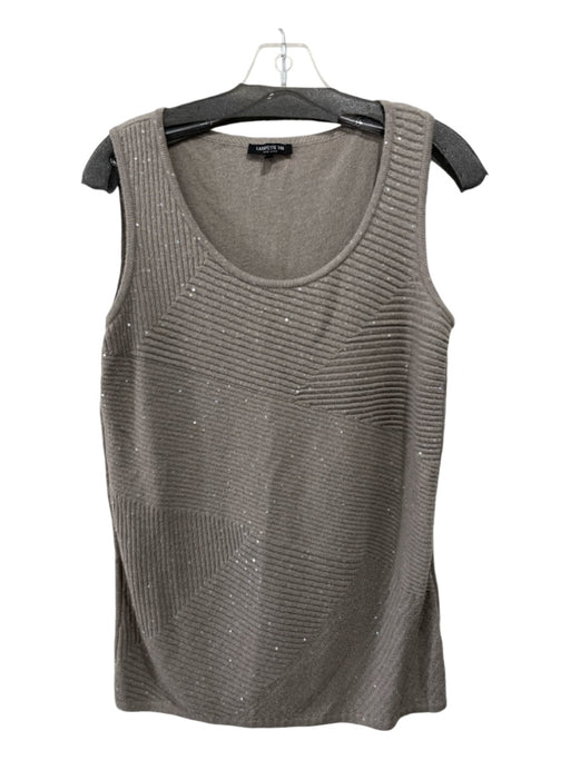 Lafayette 148 Size M Gray Cashmere Round Neck Sleeveless Sequin Detail Sweater Gray / M