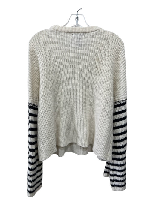 Aqua Size M White & Black Acrylic Striped Knit Long Bell Sleeves Sweater White & Black / M