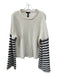 Aqua Size M White & Black Acrylic Striped Knit Long Bell Sleeves Sweater White & Black / M