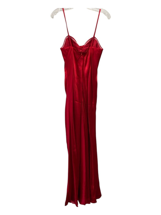 Aidan Mattox Size 8 Red Silk Spaghetti Strap Sweetheart Neckline Back Zip Dress Red / 8