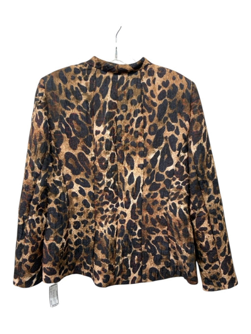 Lafayette 148 Size 12 Brown & Black Poly Blend Animal Print Blazer Darted Jacket Brown & Black / 12