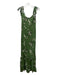 Reformation Size 8 Green, Cream, Brown Viscose Floral Tie Straps Maxi Dress Green, Cream, Brown / 8