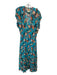 Farm Rio Size L Blue, Orange, Purple Viscose Floral & Pineapple V Neck Dress Blue, Orange, Purple / L