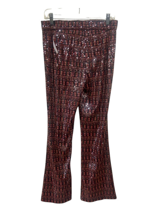 Zara Size L Red, Black, Orange Polyester Sequin High Rise Zip & Button Pants Red, Black, Orange / L