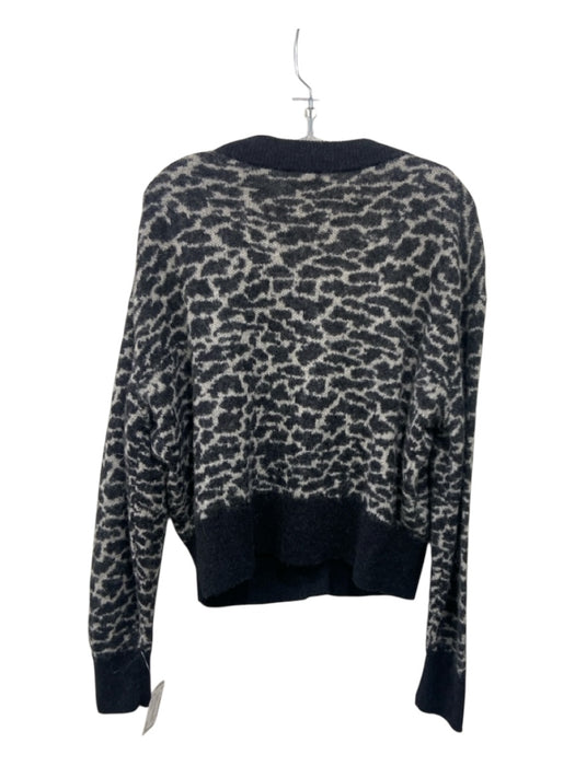 & Other Stories Size S Black & Gray Wool Blend Leopard Button Closure Cardigan Black & Gray / S
