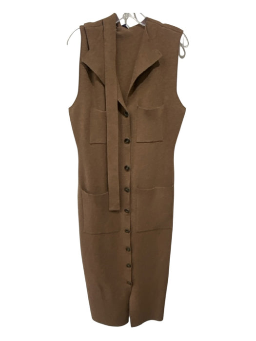 Pearl by Lela Rose Size L Camel Brown Wool Blend Button Down Sleeveless Dress Camel Brown / L