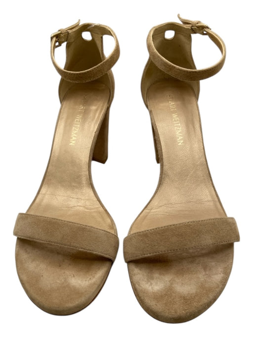 Stuart Weitzman Shoe Size 10 Beige leather sole Ankle Strap Block heel Sandals Beige / 10