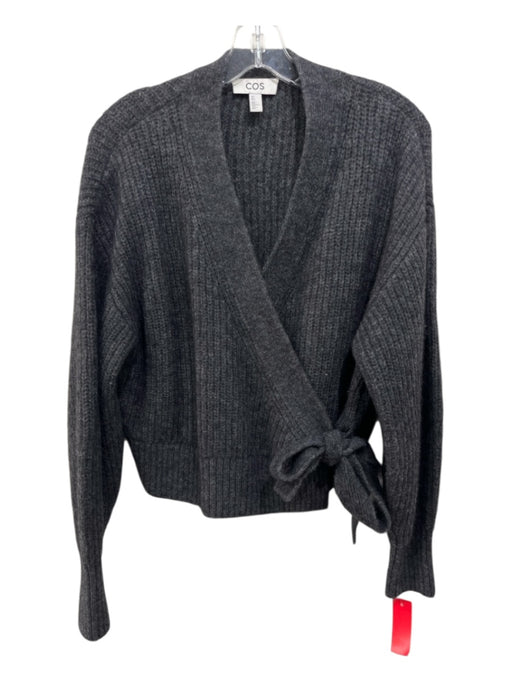 COS Size S Charcoal Gray Wool Blend Tie Wrap Sweater Charcoal Gray / S