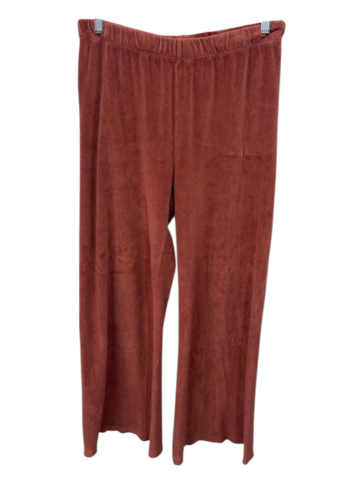 Suzie Kondi Size L Brick Red Cotton Blend Velour V Neck Sweatshirt Pant Set Brick Red / L