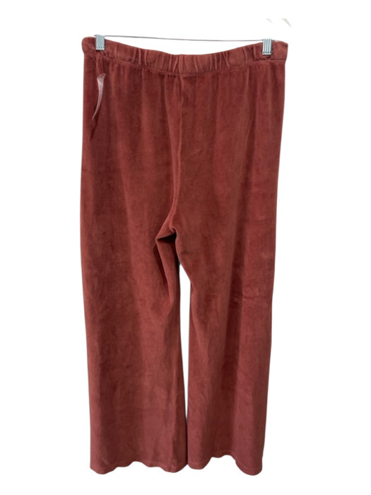 Suzie Kondi Size L Brick Red Cotton Blend Velour V Neck Sweatshirt Pant Set Brick Red / L