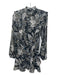 Bailey 44 Size 4 Black, Cream, Blue Polyester Ruffle Floral Sash Dress Black, Cream, Blue / 4