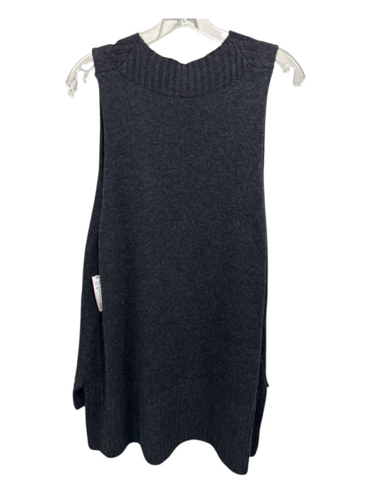 Acrobat Size M Charcoal Gray Wool Blend Knit Ribbed Hem V Neck Oversized Vest Charcoal Gray / M