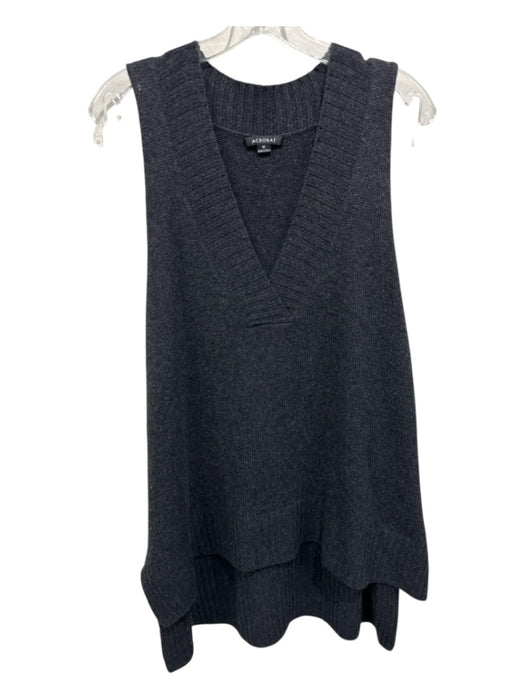 Acrobat Size M Charcoal Gray Wool Blend Knit Ribbed Hem V Neck Oversized Vest Charcoal Gray / M