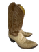 Justin Shoe Size 40 Brown & Beige Leather Embroidered Western Pull Tab Boots Brown & Beige / 40