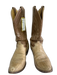 Justin Shoe Size 40 Brown & Beige Leather Embroidered Western Pull Tab Boots Brown & Beige / 40